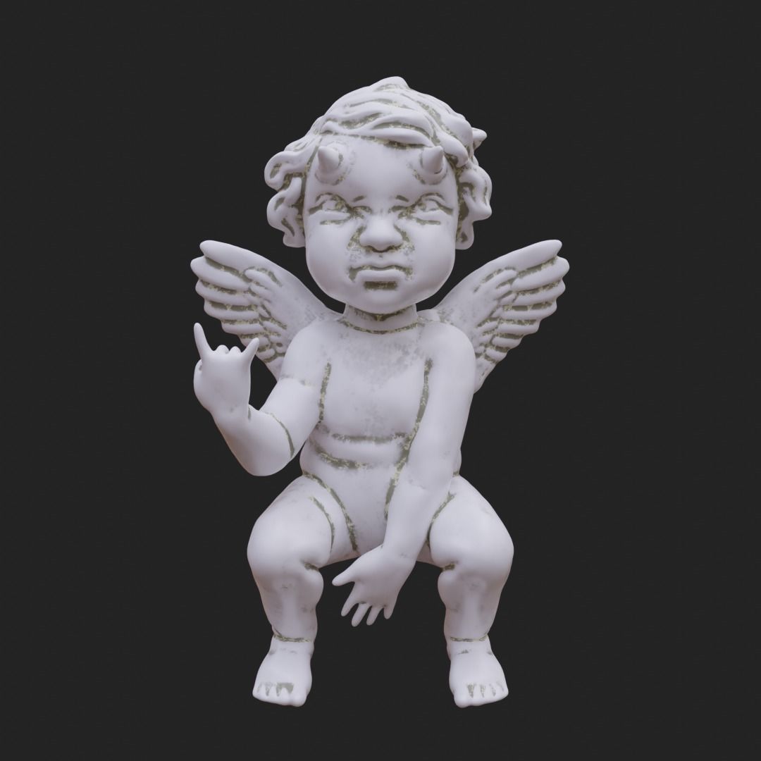 Cheeky Cherub with Horns 3D print model_11