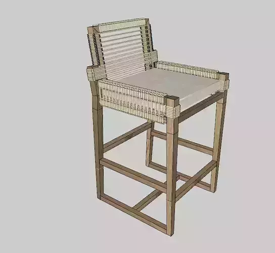 Chair bar stool with wooden seat