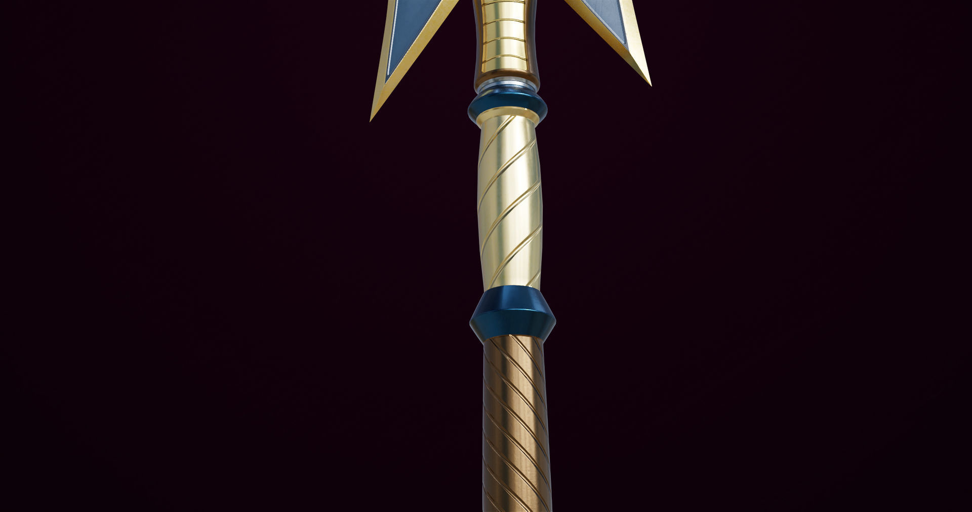Fantasy Trident 07 All PBR Unity UE Textures Included Low-poly 3D model_10