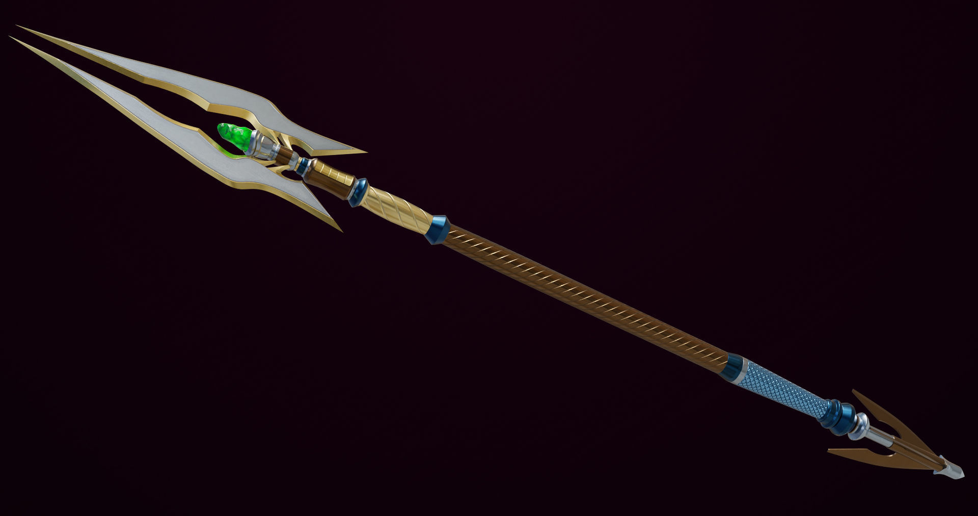Fantasy Trident 07 All PBR Unity UE Textures Included Low-poly 3D model_5