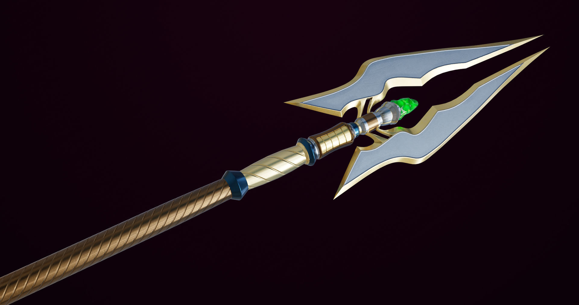 Fantasy Trident 07 All PBR Unity UE Textures Included Low-poly 3D model_14