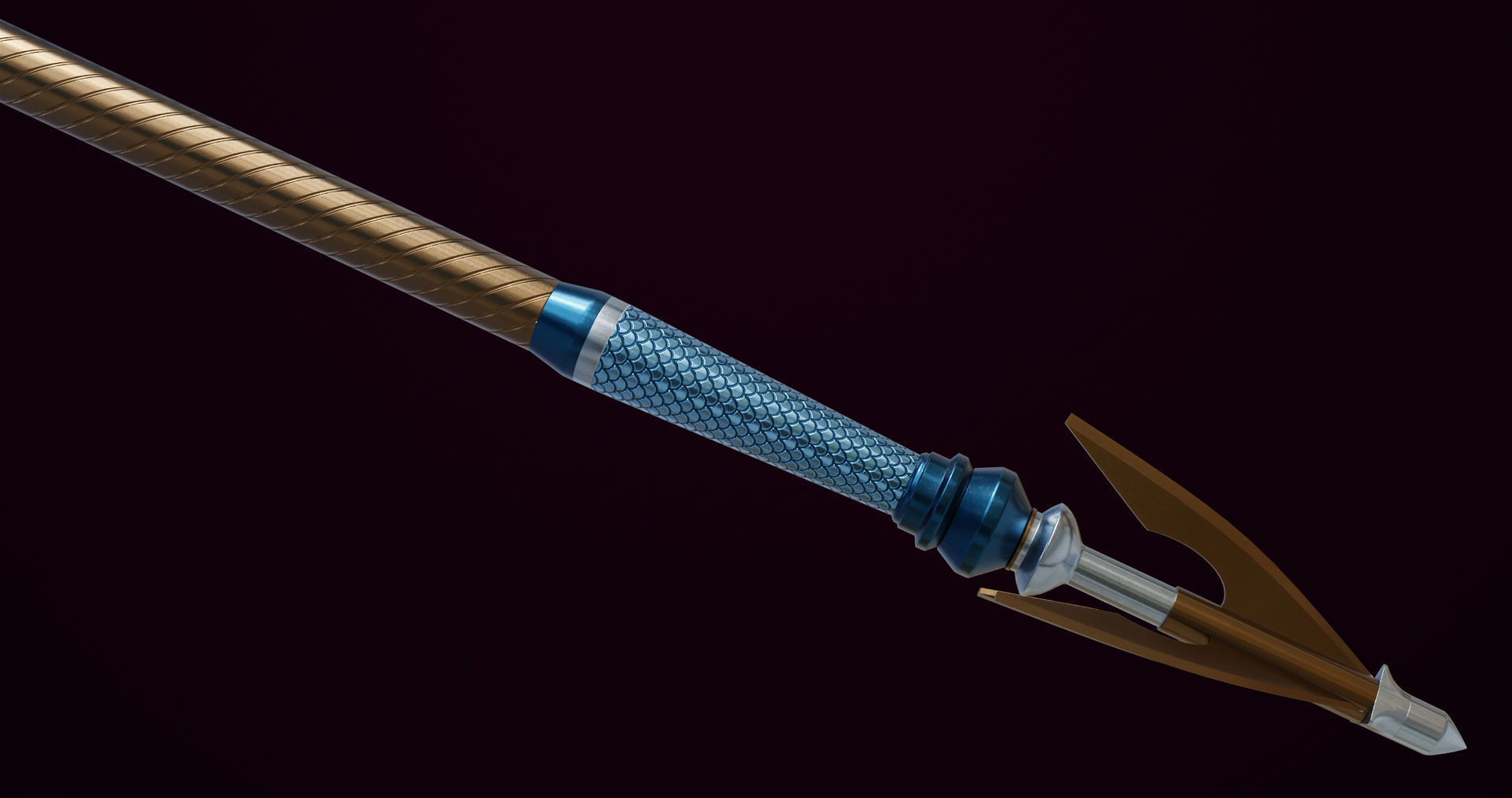 Fantasy Trident 07 All PBR Unity UE Textures Included Low-poly 3D model_7