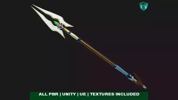  Fantasy Trident 07 All PBR Unity UE Textures Included Low-poly 3D model