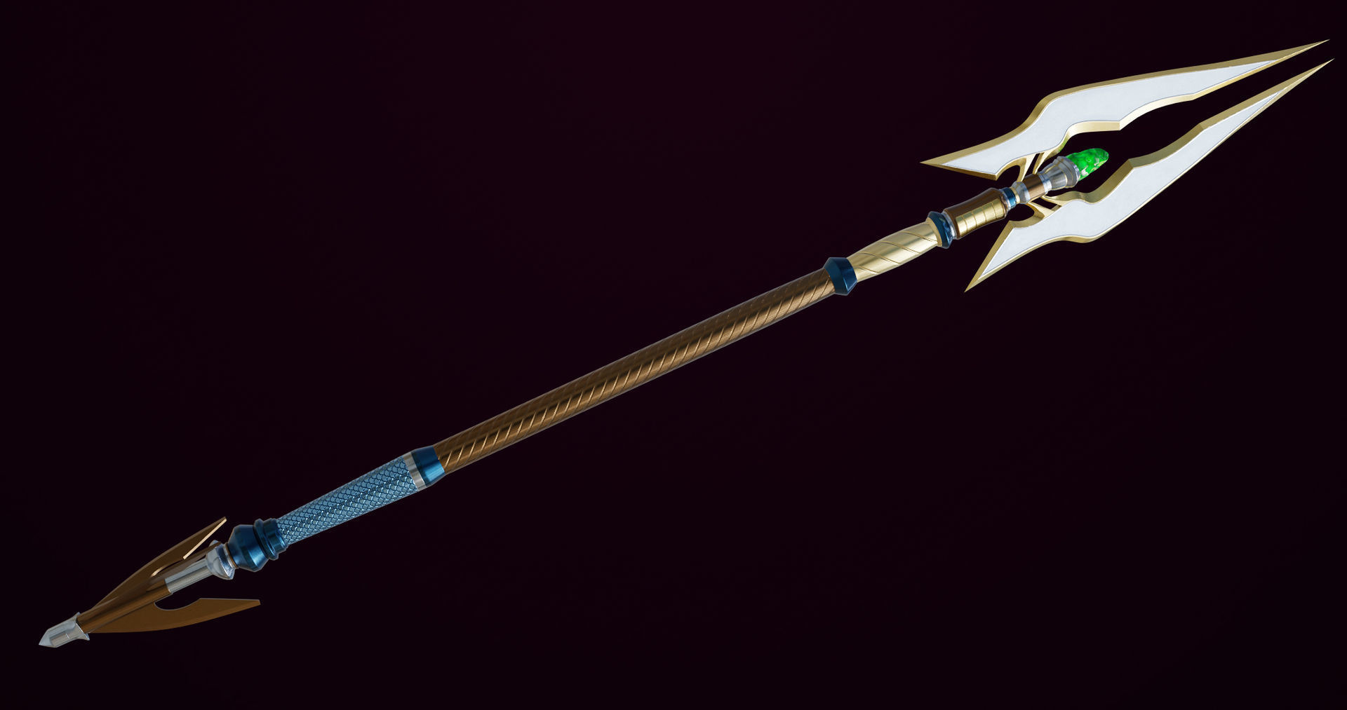 Fantasy Trident 07 All PBR Unity UE Textures Included Low-poly 3D model_13