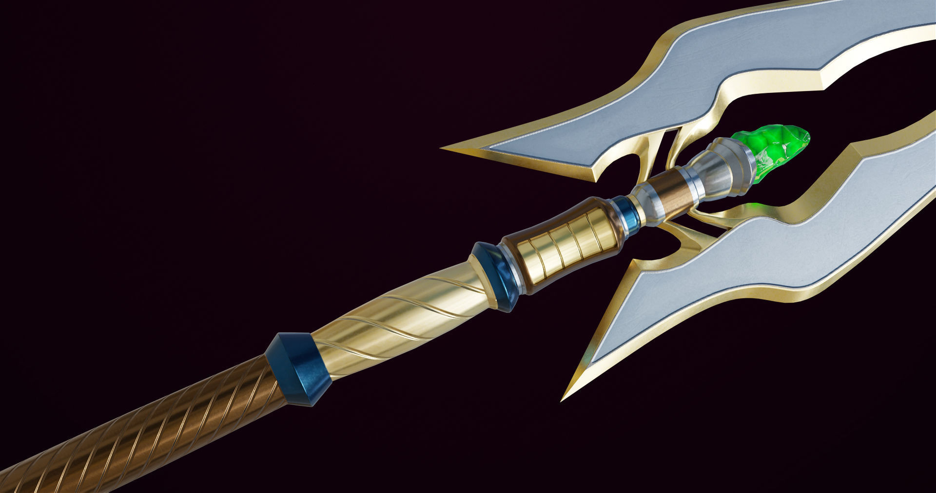 Fantasy Trident 07 All PBR Unity UE Textures Included Low-poly 3D model_16