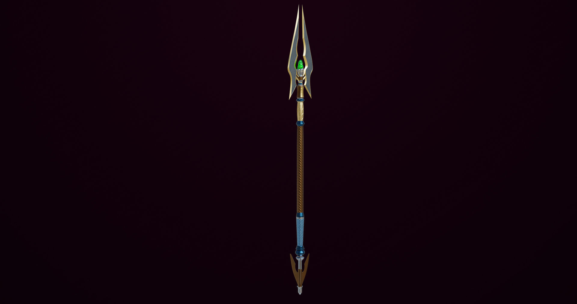 Fantasy Trident 07 All PBR Unity UE Textures Included Low-poly 3D model_2