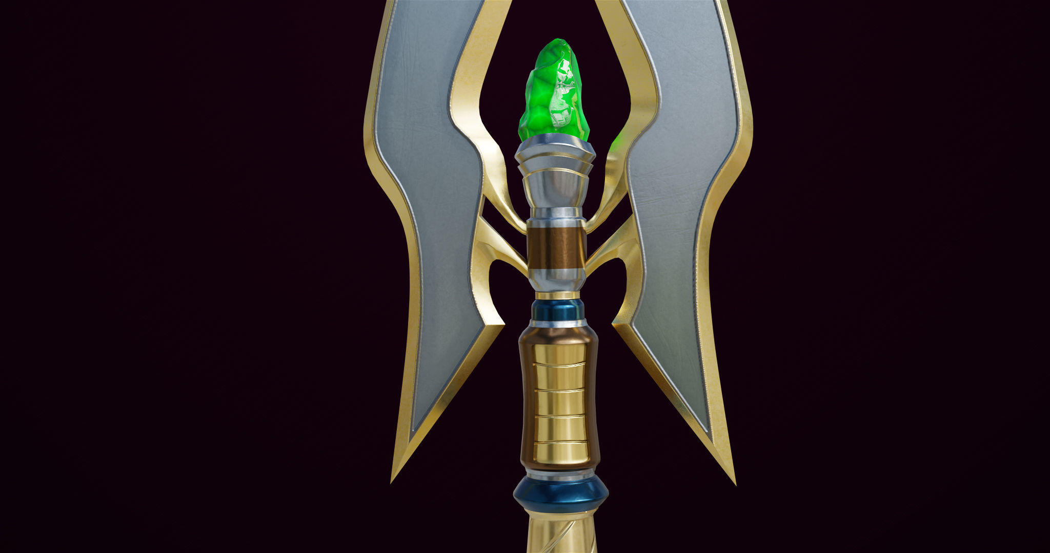 Fantasy Trident 07 All PBR Unity UE Textures Included Low-poly 3D model_9