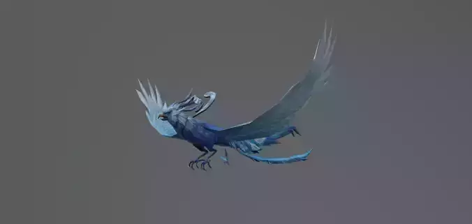 Blue Fantasy Phoenix Low-poly 3D model