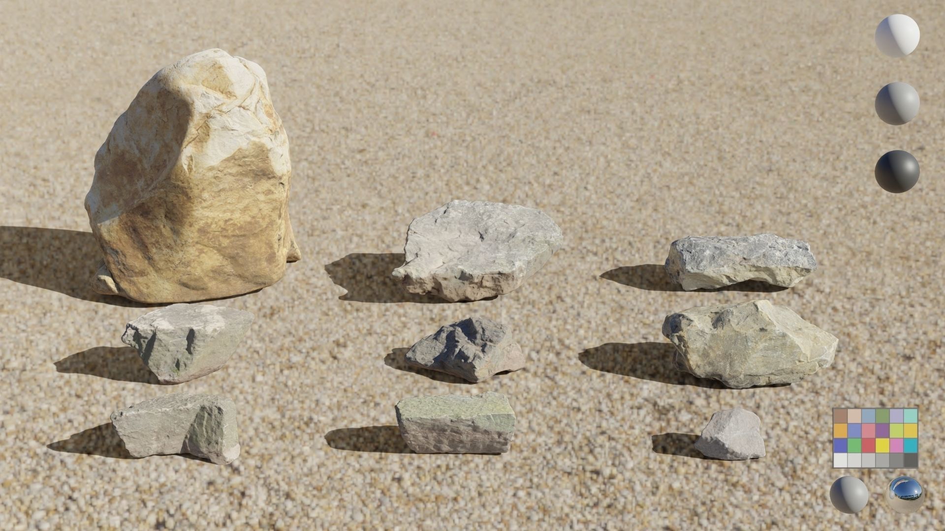 9 Scan Stones Low-poly 3D model_3