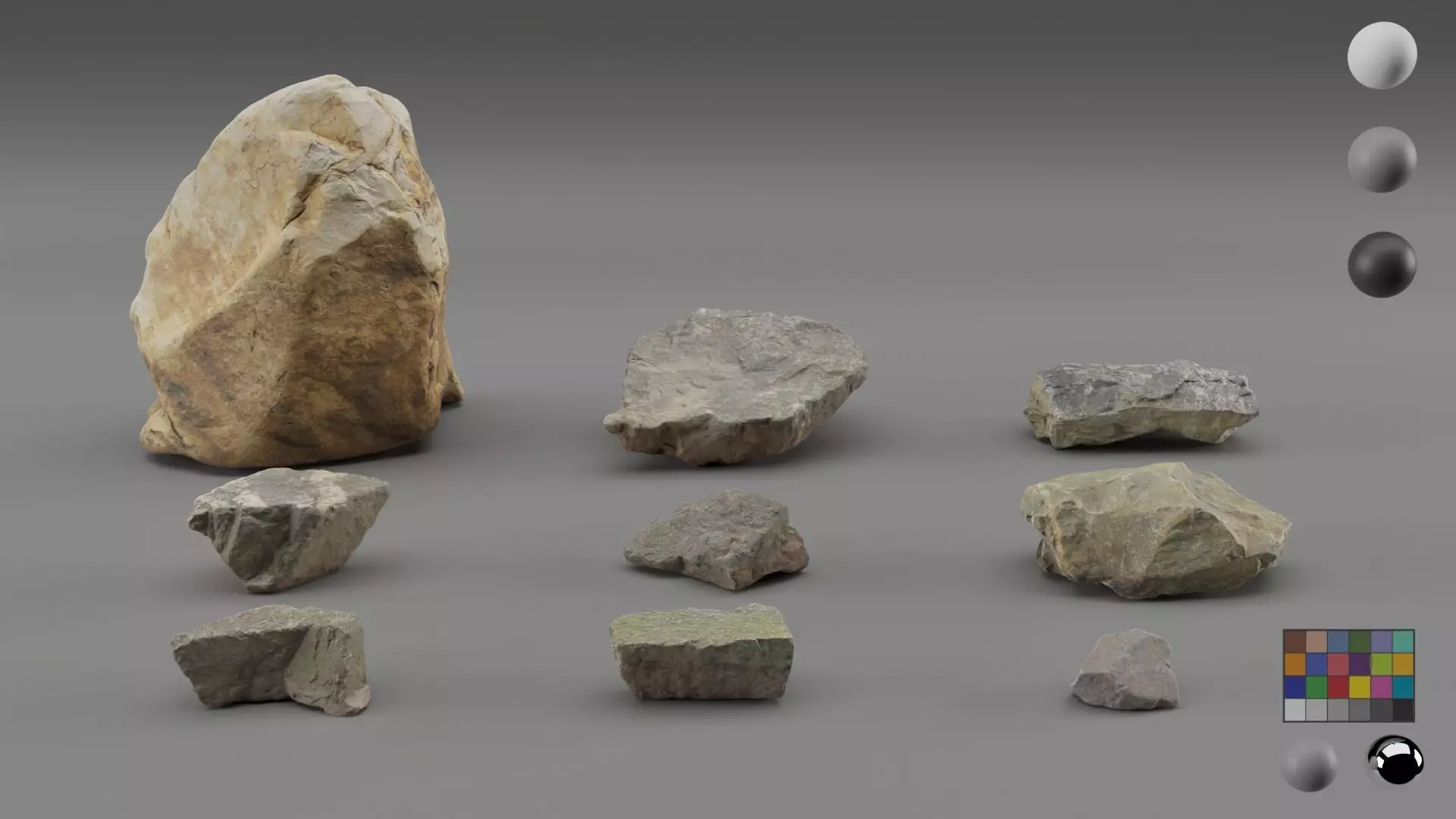 9 Scan Stones Low-poly 3D model_0