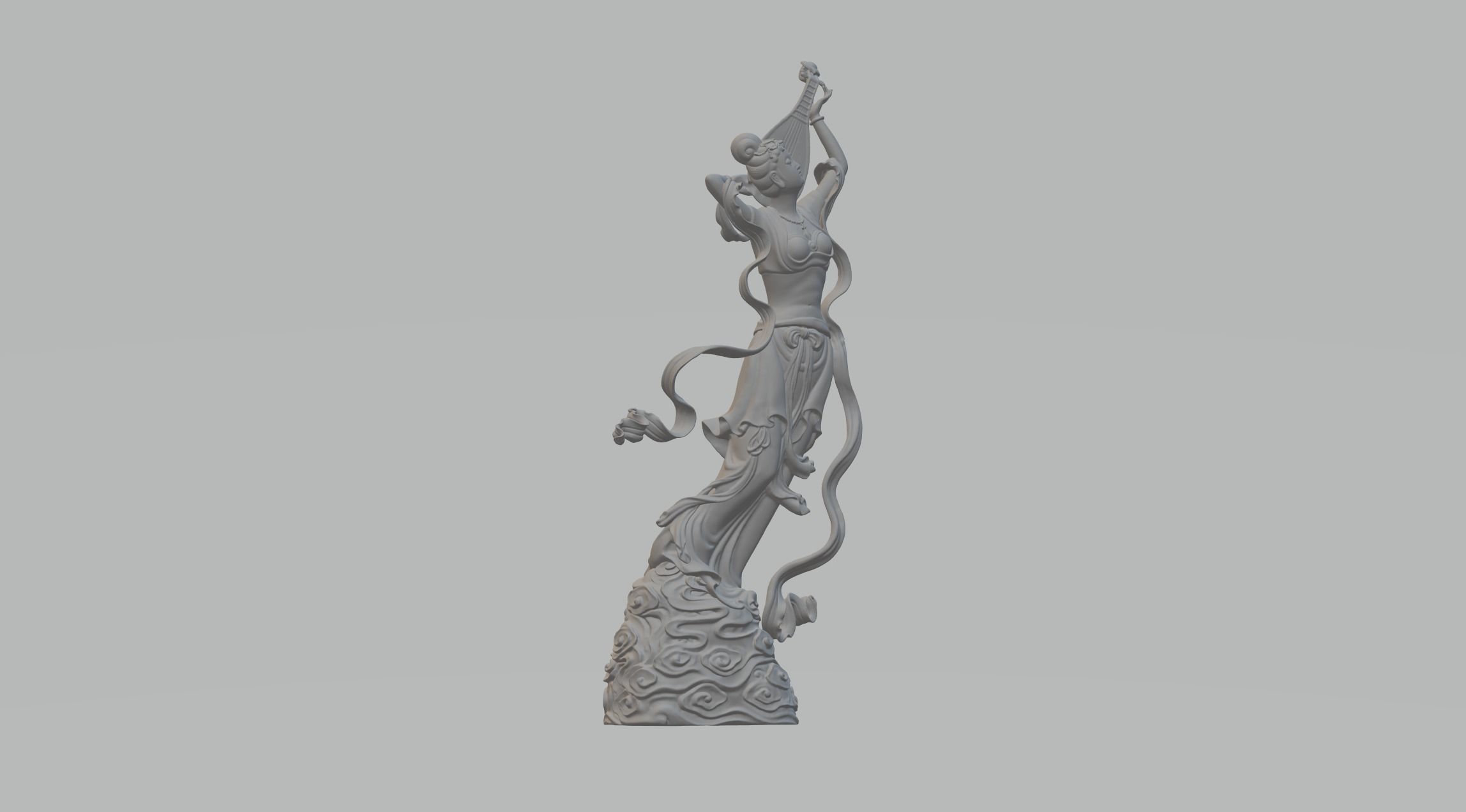 Flying Rebound Pipa Ancient Beauty Sculpture 3D print model_3