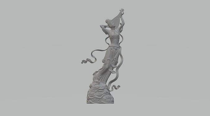 Flying Rebound Pipa Ancient Beauty Sculpture 3D print model