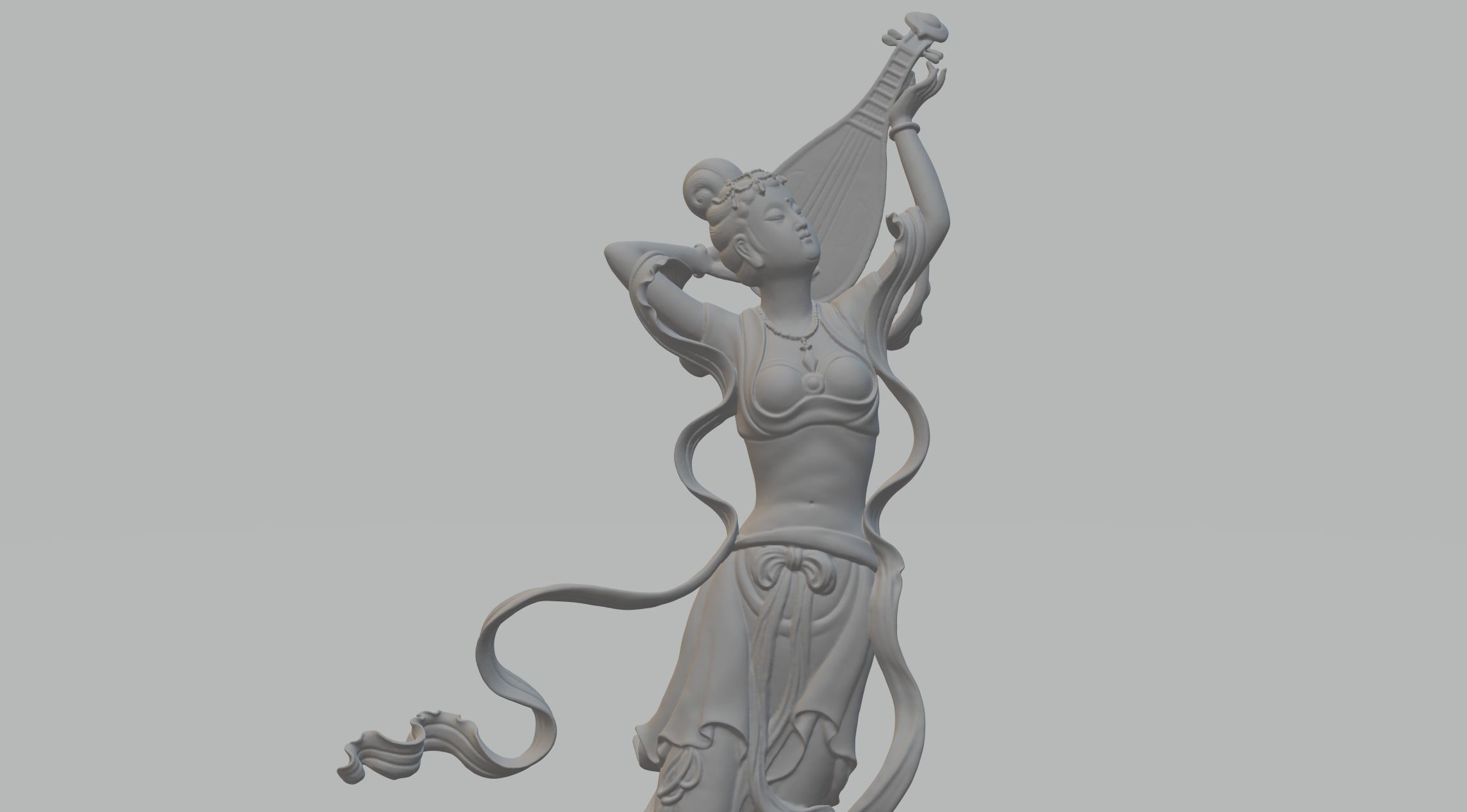 Flying Rebound Pipa Ancient Beauty Sculpture 3D print model_4