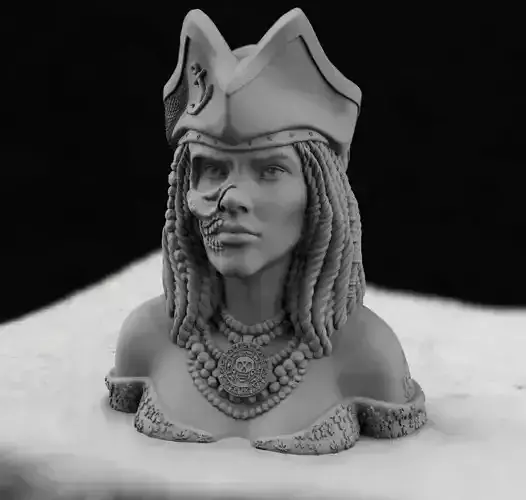 Bust of a Pirate Girl 3d model for 3d printing 3D print model 3D print model