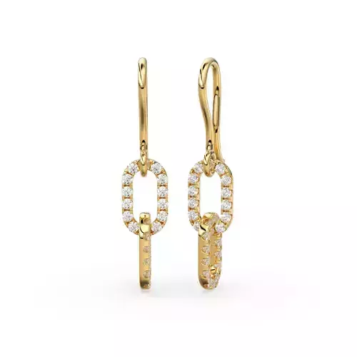 Diamond Pave Link Earrings Silver Dangle Drop Jewelry 3D print