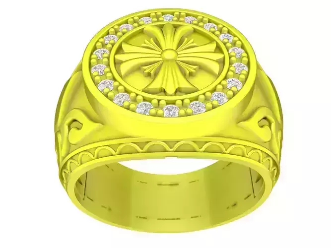 A4682 Luxury Korean Diamond Art Men Ring 3D Model
