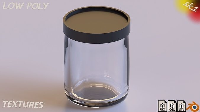 Jam jar Low-poly 3D model