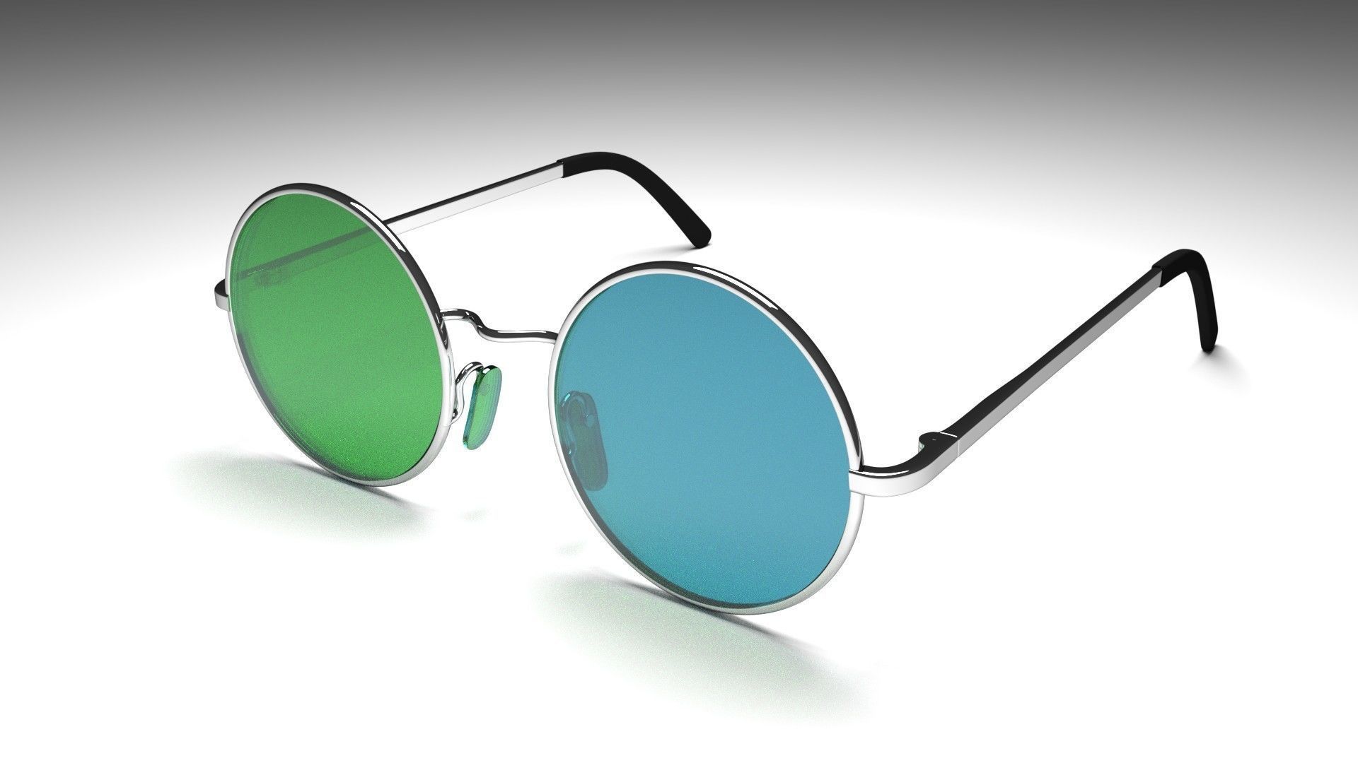 Sunglasses round with lenses 3D model_1