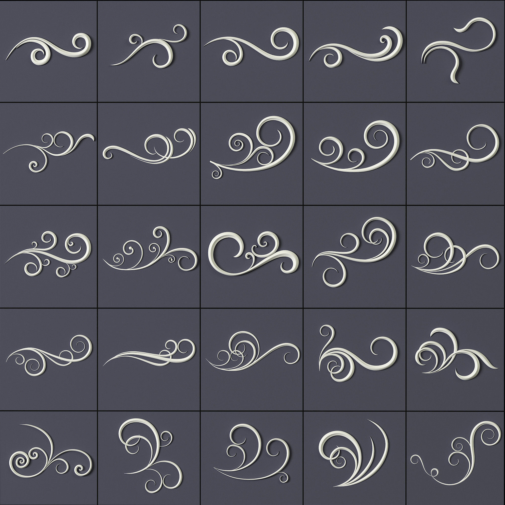 407 Floral Ornament Brushes 4K Alphas and 3D Models- VOL 02 3D model_8