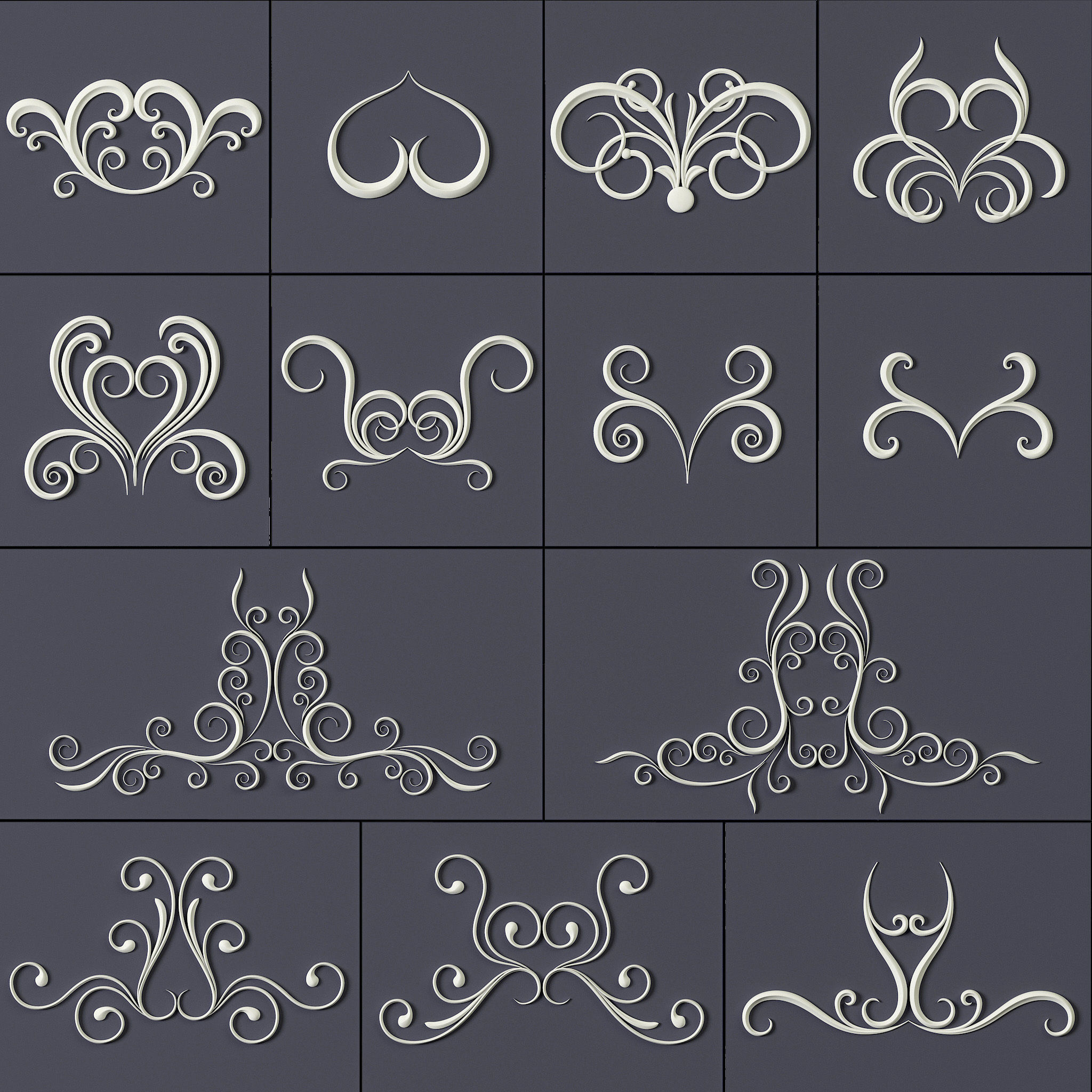 407 Floral Ornament Brushes 4K Alphas and 3D Models- VOL 02 3D model_15