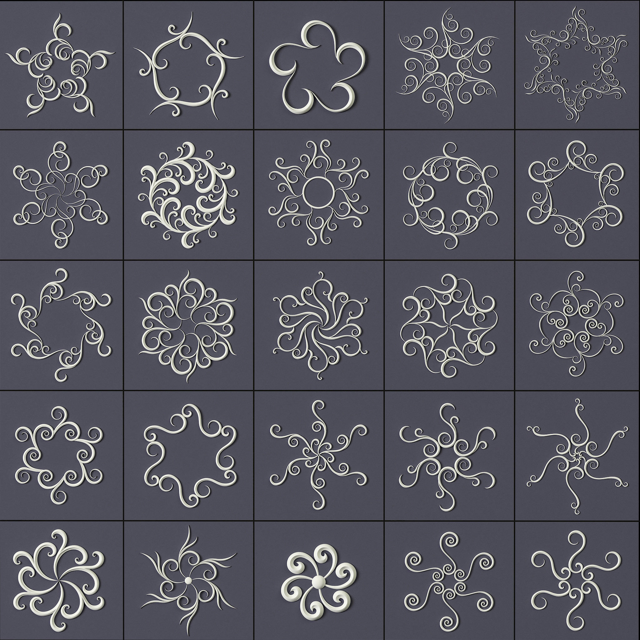 407 Floral Ornament Brushes 4K Alphas and 3D Models- VOL 02 3D model_12