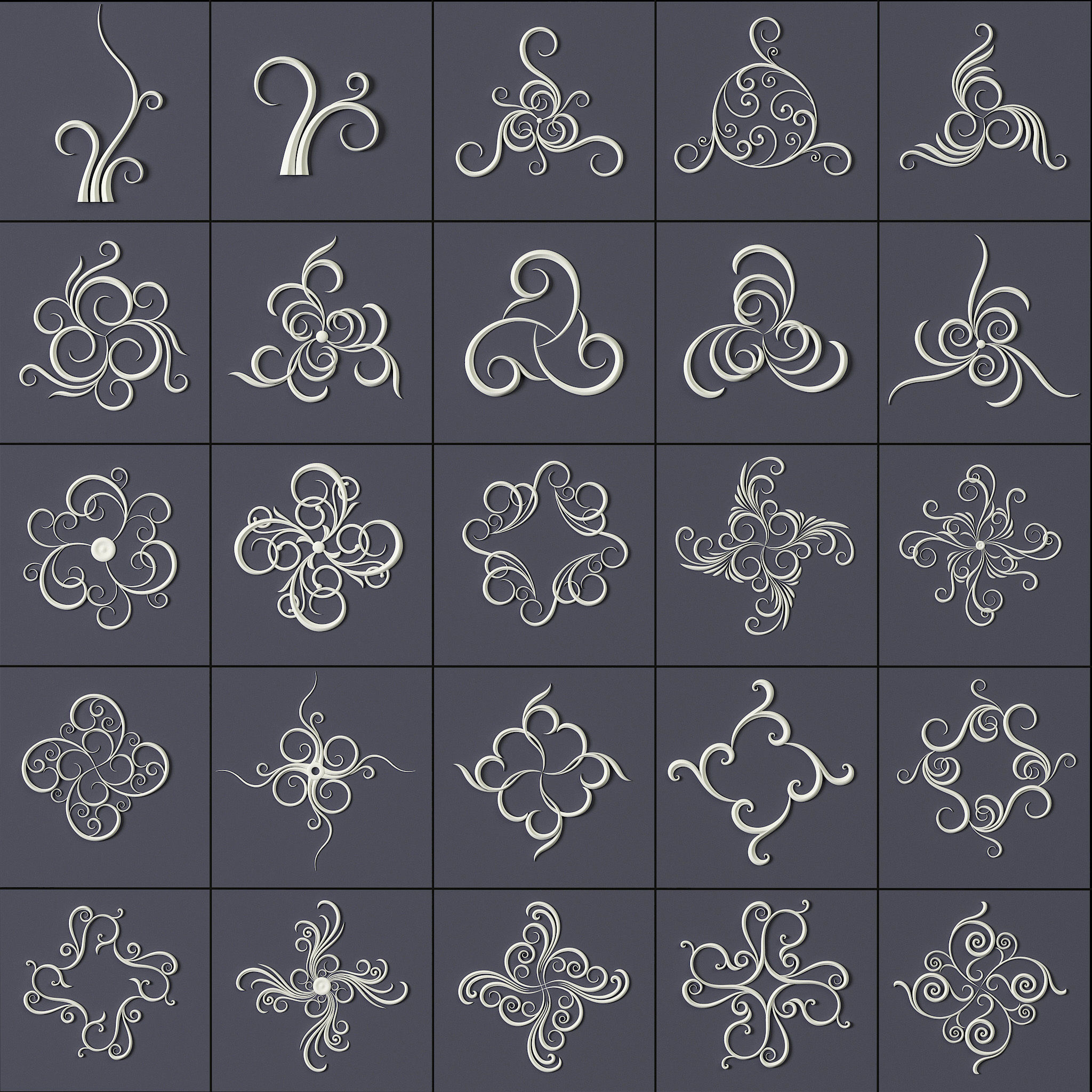 407 Floral Ornament Brushes 4K Alphas and 3D Models- VOL 02 3D model_10