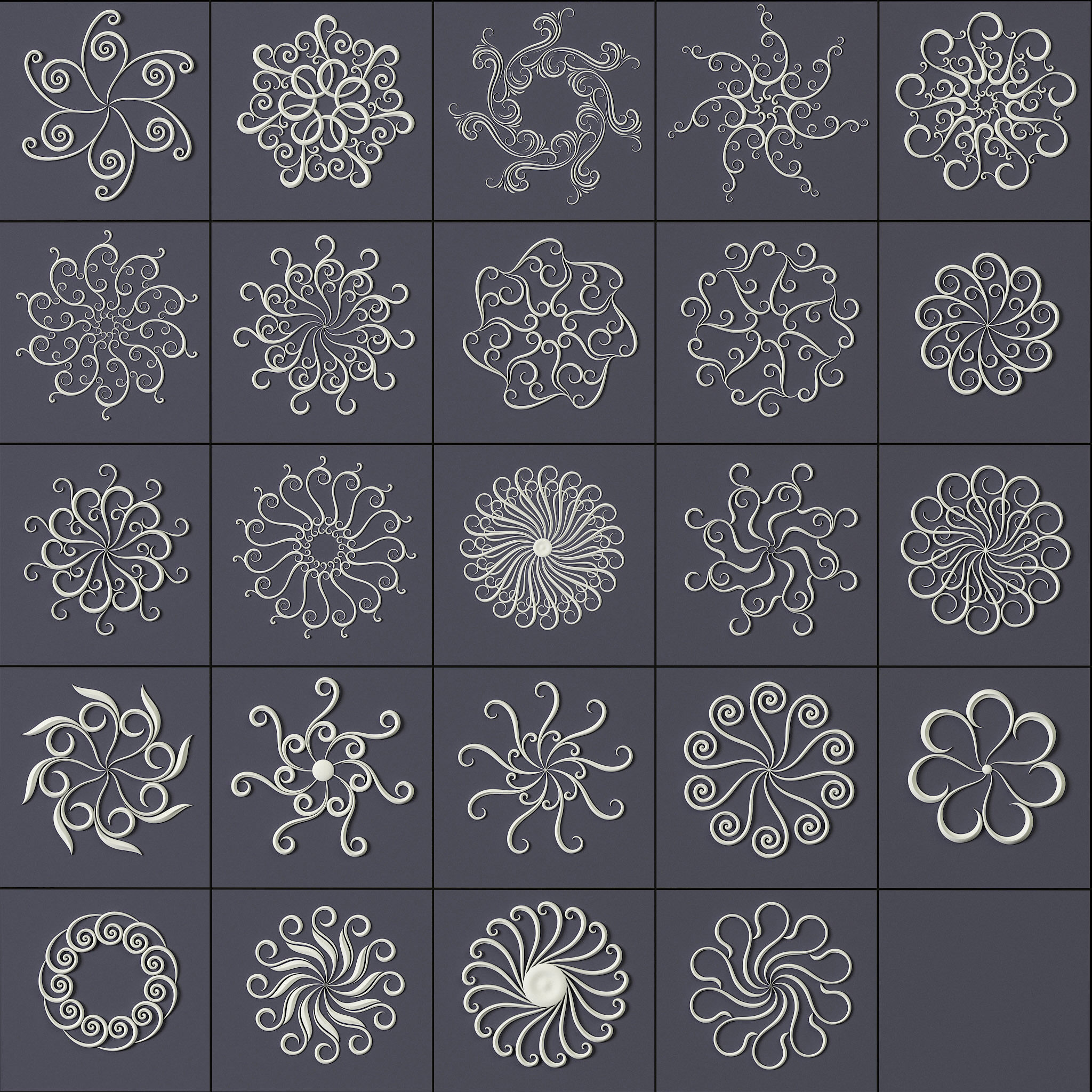 407 Floral Ornament Brushes 4K Alphas and 3D Models- VOL 02 3D model_13