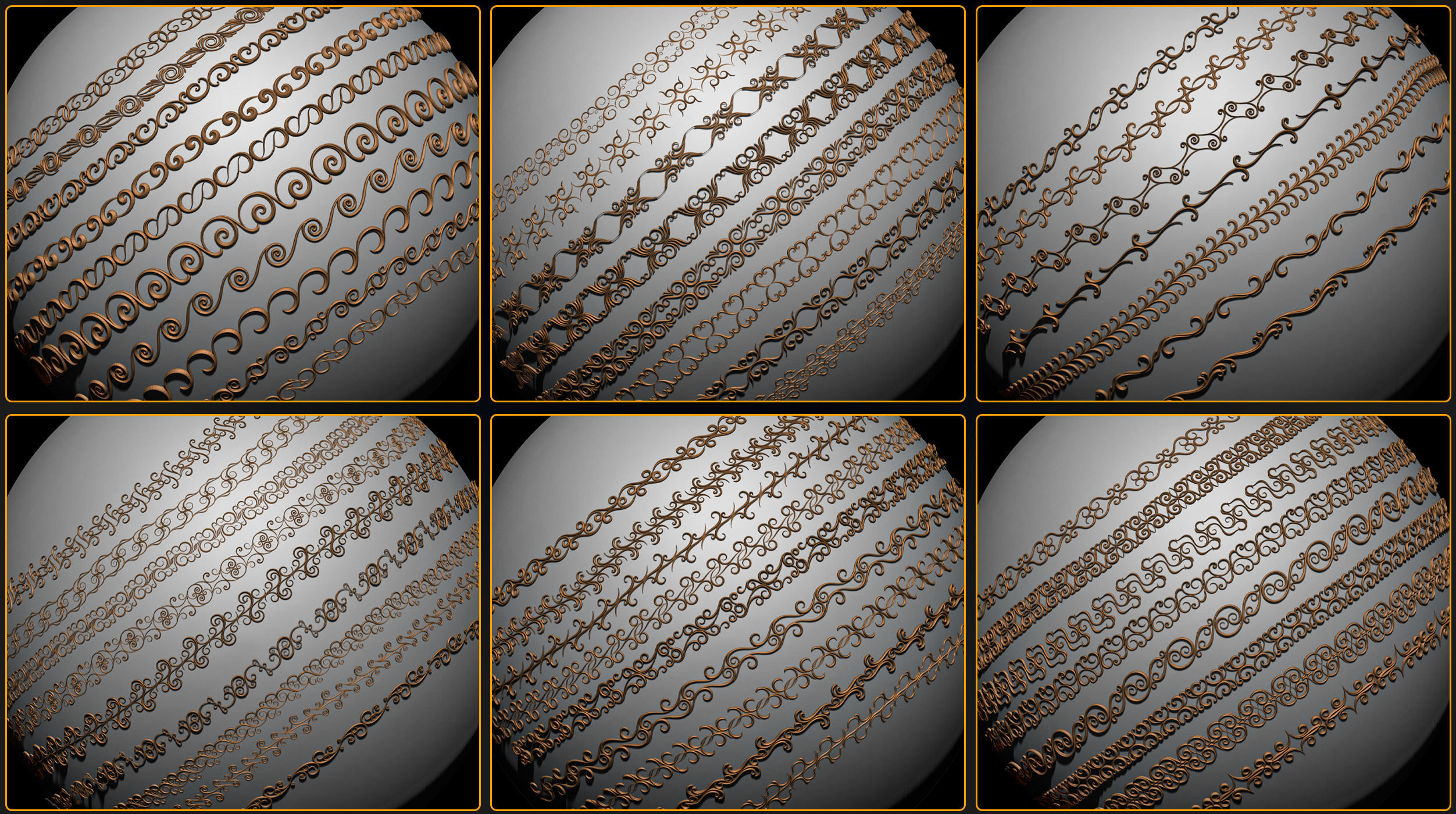 407 Floral Ornament Brushes 4K Alphas and 3D Models- VOL 02 3D model_6