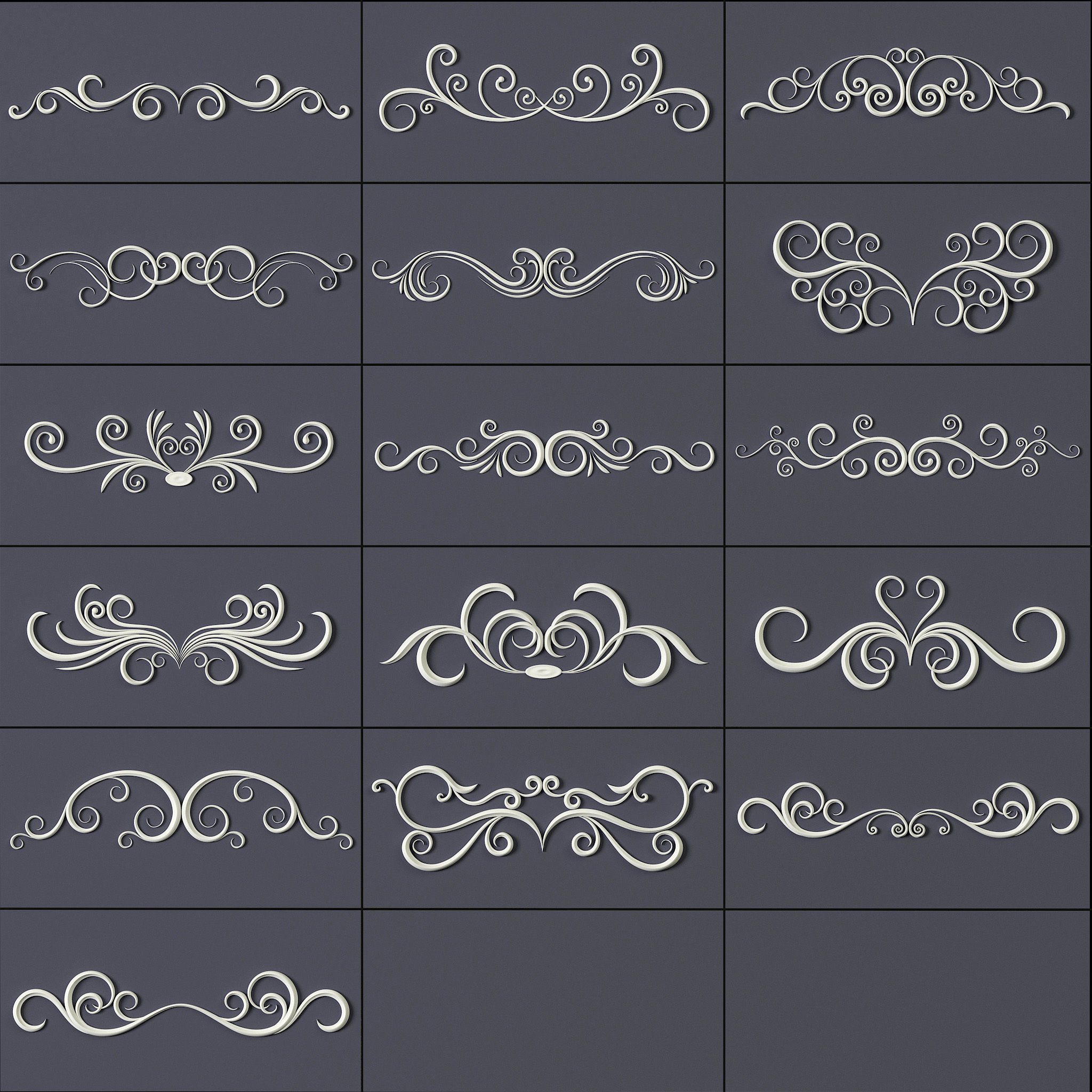 407 Floral Ornament Brushes 4K Alphas and 3D Models- VOL 02 3D model_19