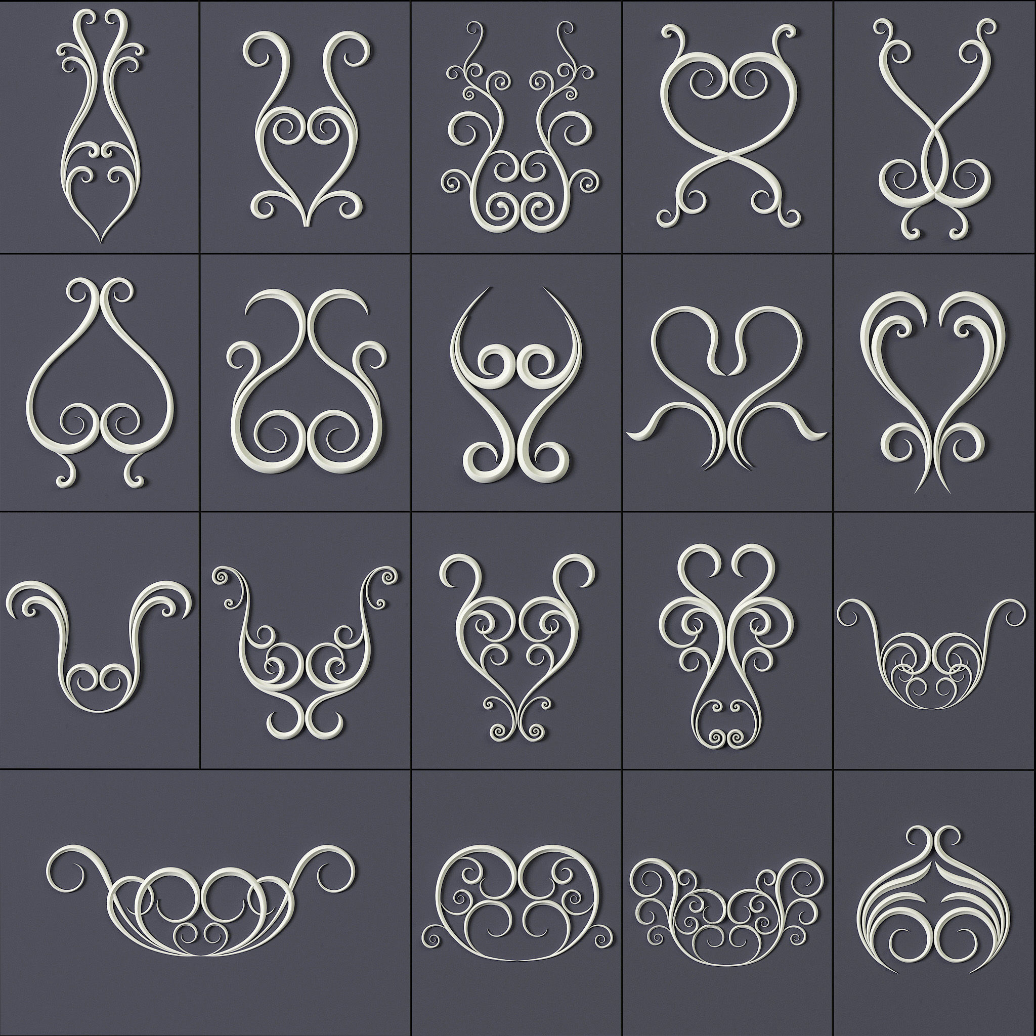 407 Floral Ornament Brushes 4K Alphas and 3D Models- VOL 02 3D model_14