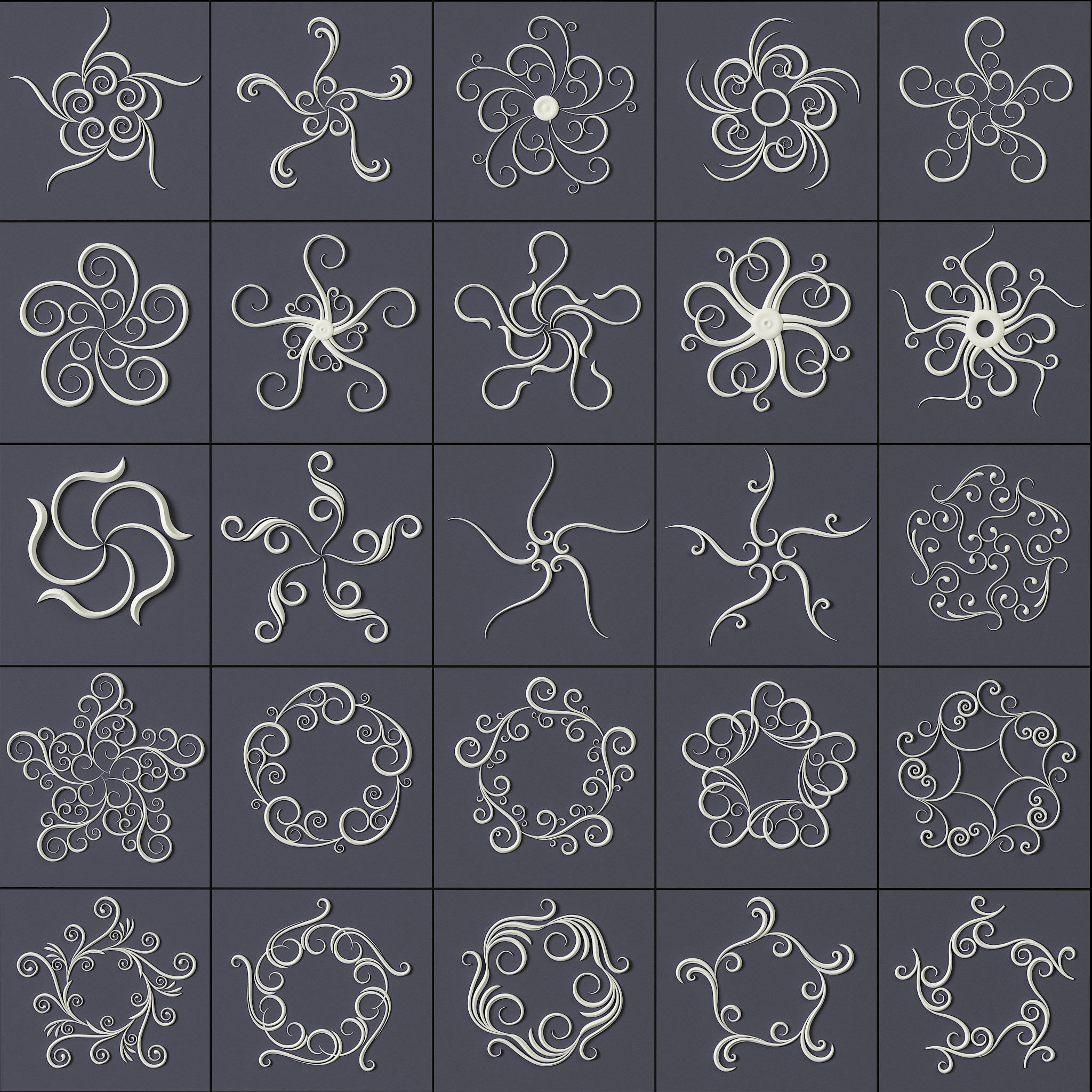 407 Floral Ornament Brushes 4K Alphas and 3D Models- VOL 02 3D model_11
