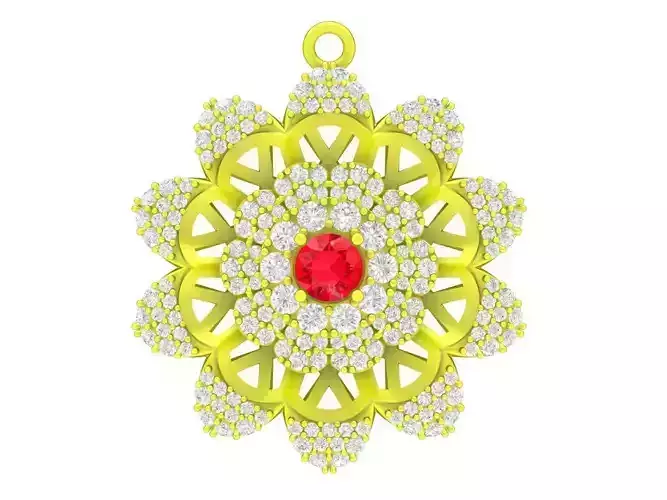 A4684 Diamond Women Flower Pendant 3D Model