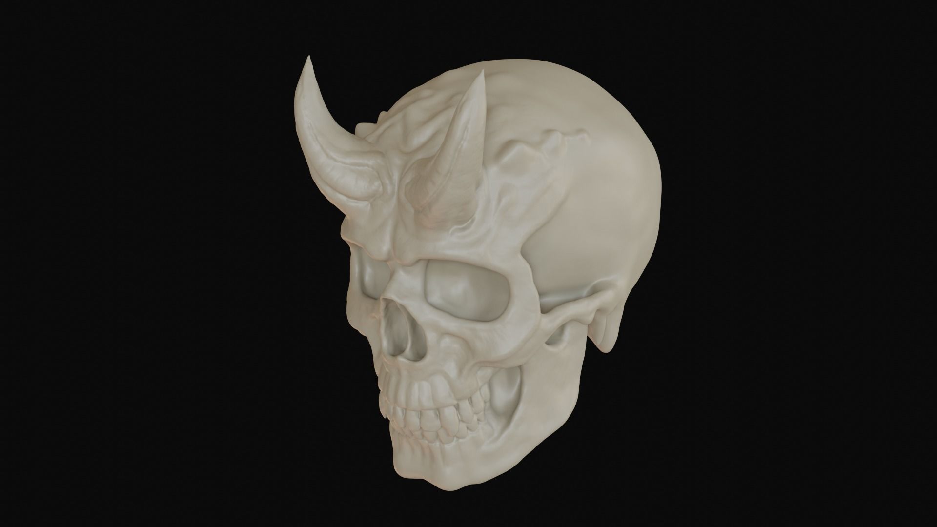 Male demon skull with horns 3D model_20
