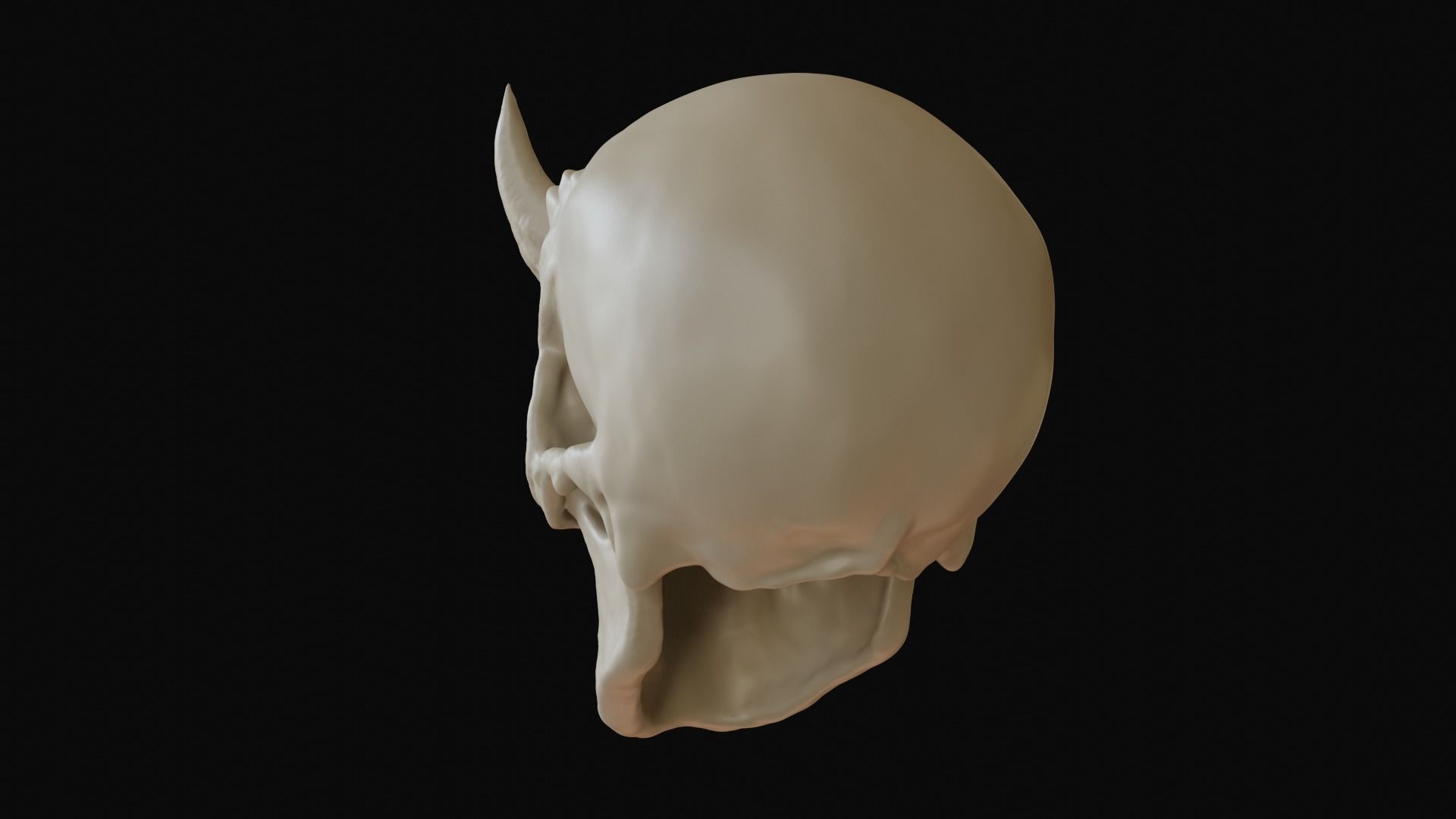 Male demon skull with horns 3D model_16
