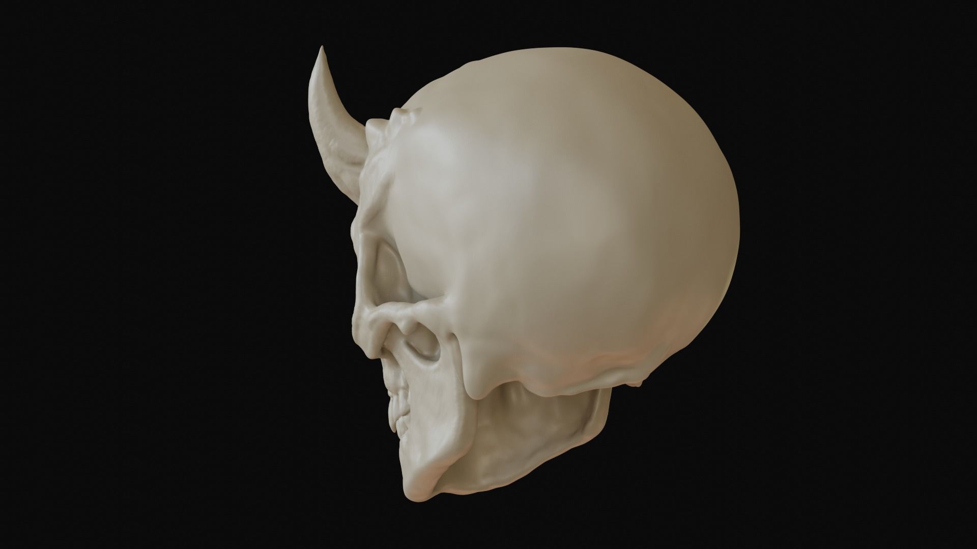 Male demon skull with horns 3D model_15