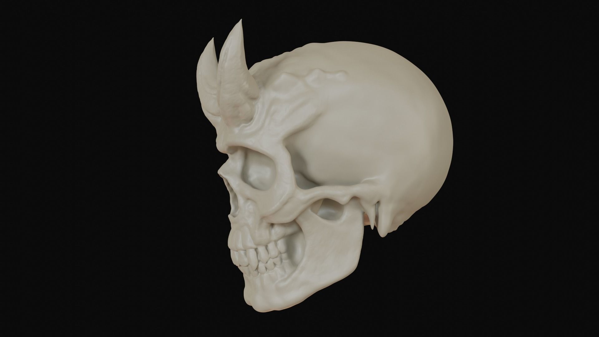 Male demon skull with horns 3D model_11