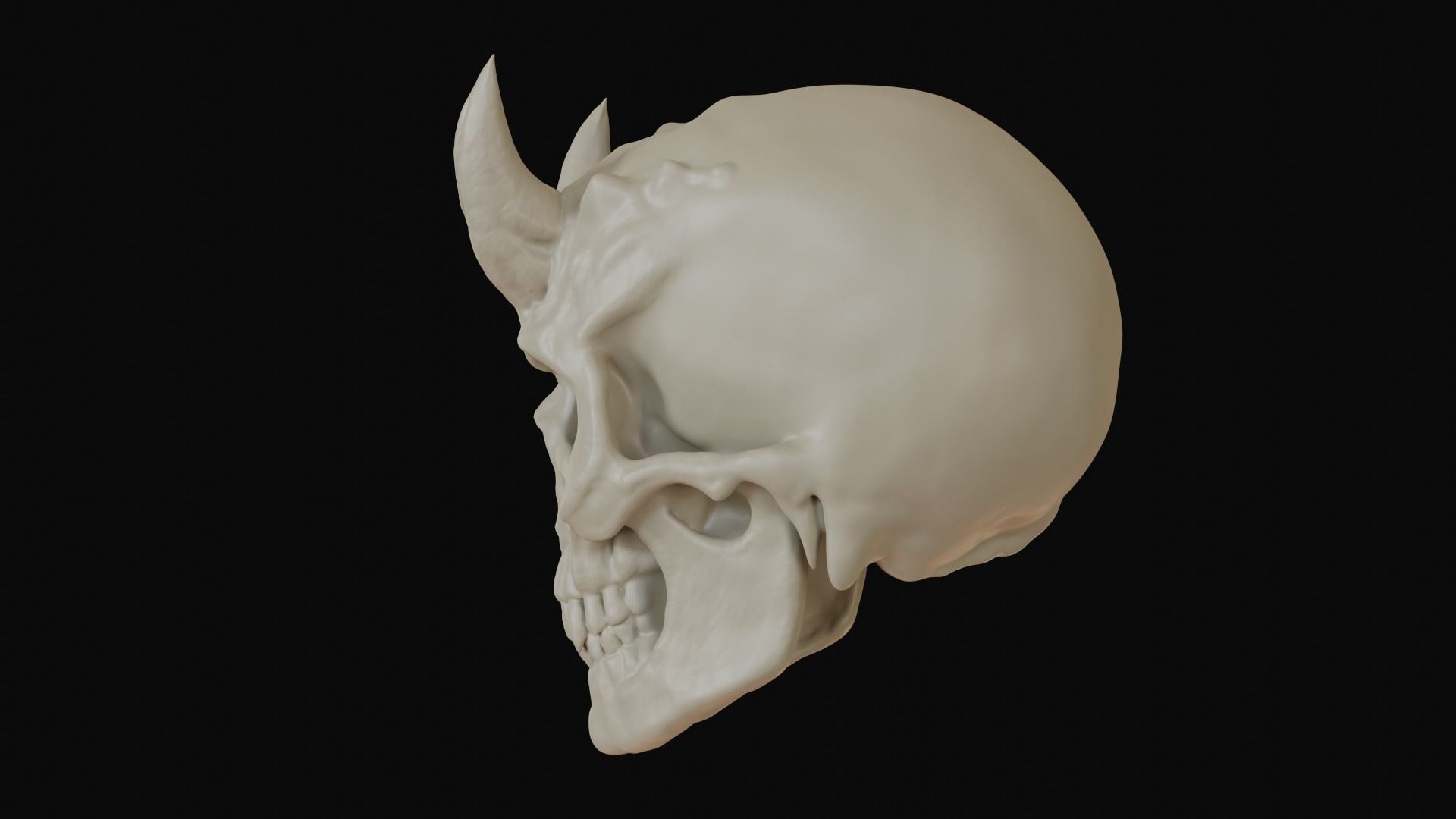 Male demon skull with horns 3D model_13
