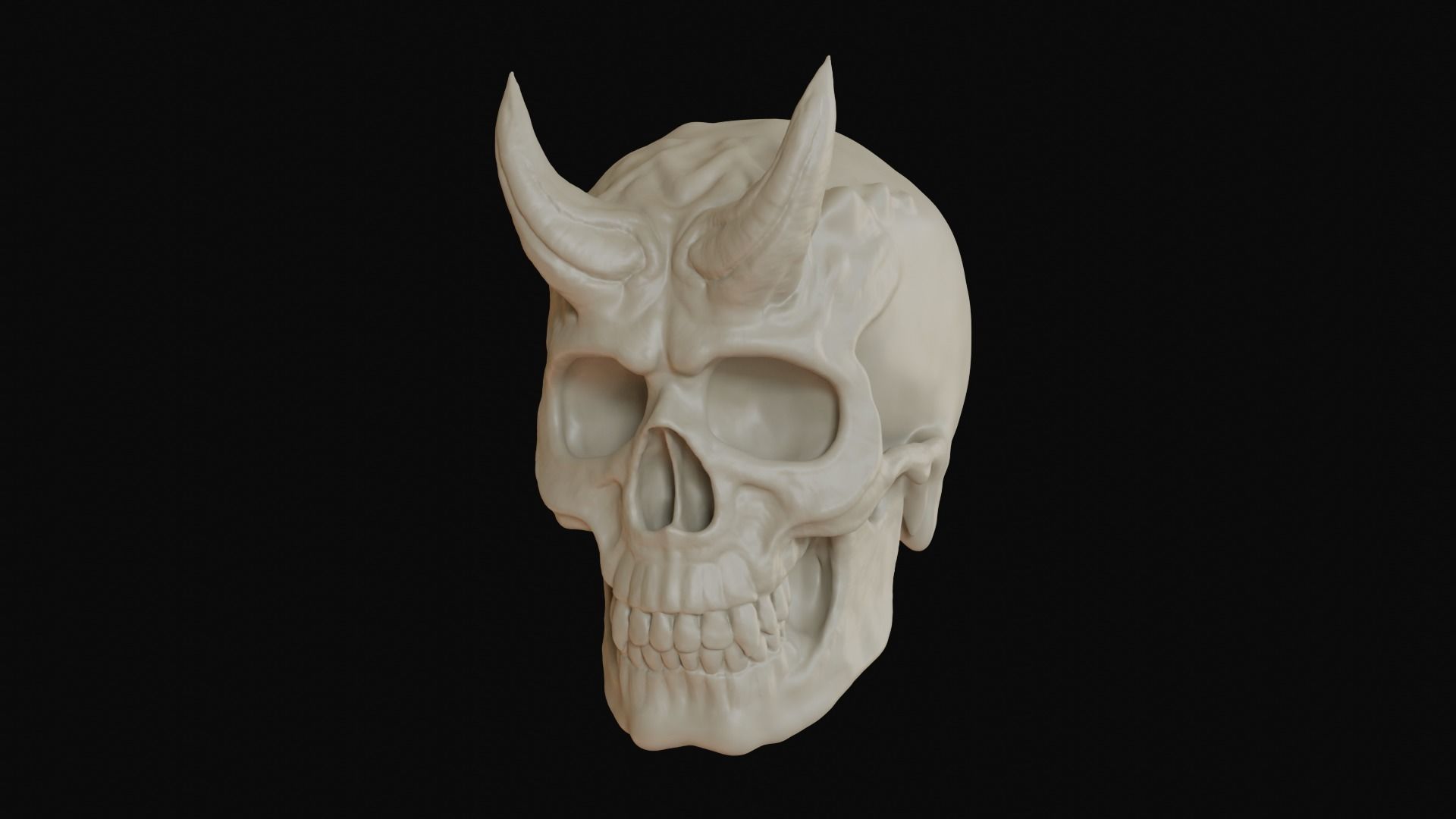 Male demon skull with horns 3D model_8