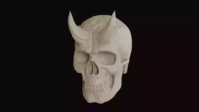 Male demon skull with horns 3D model