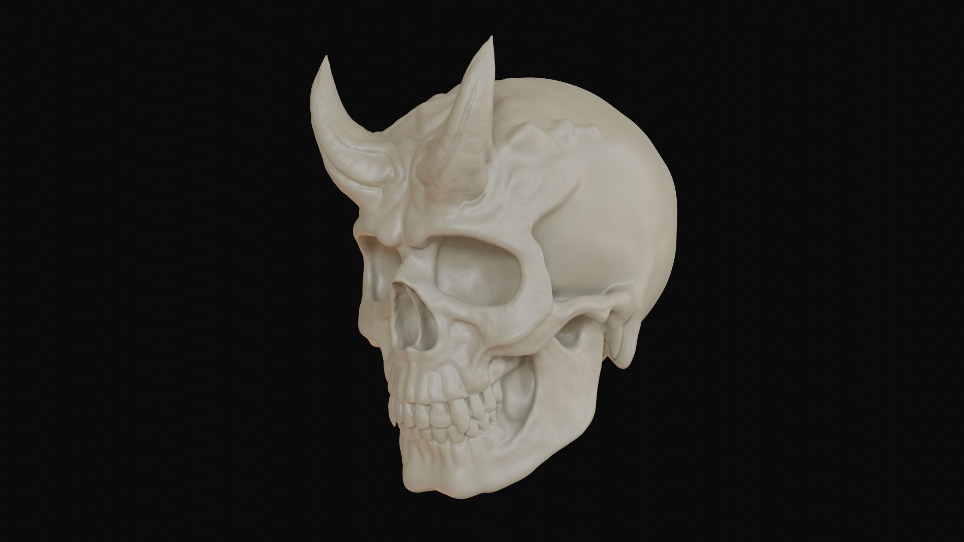 Male demon skull with horns 3D model_9