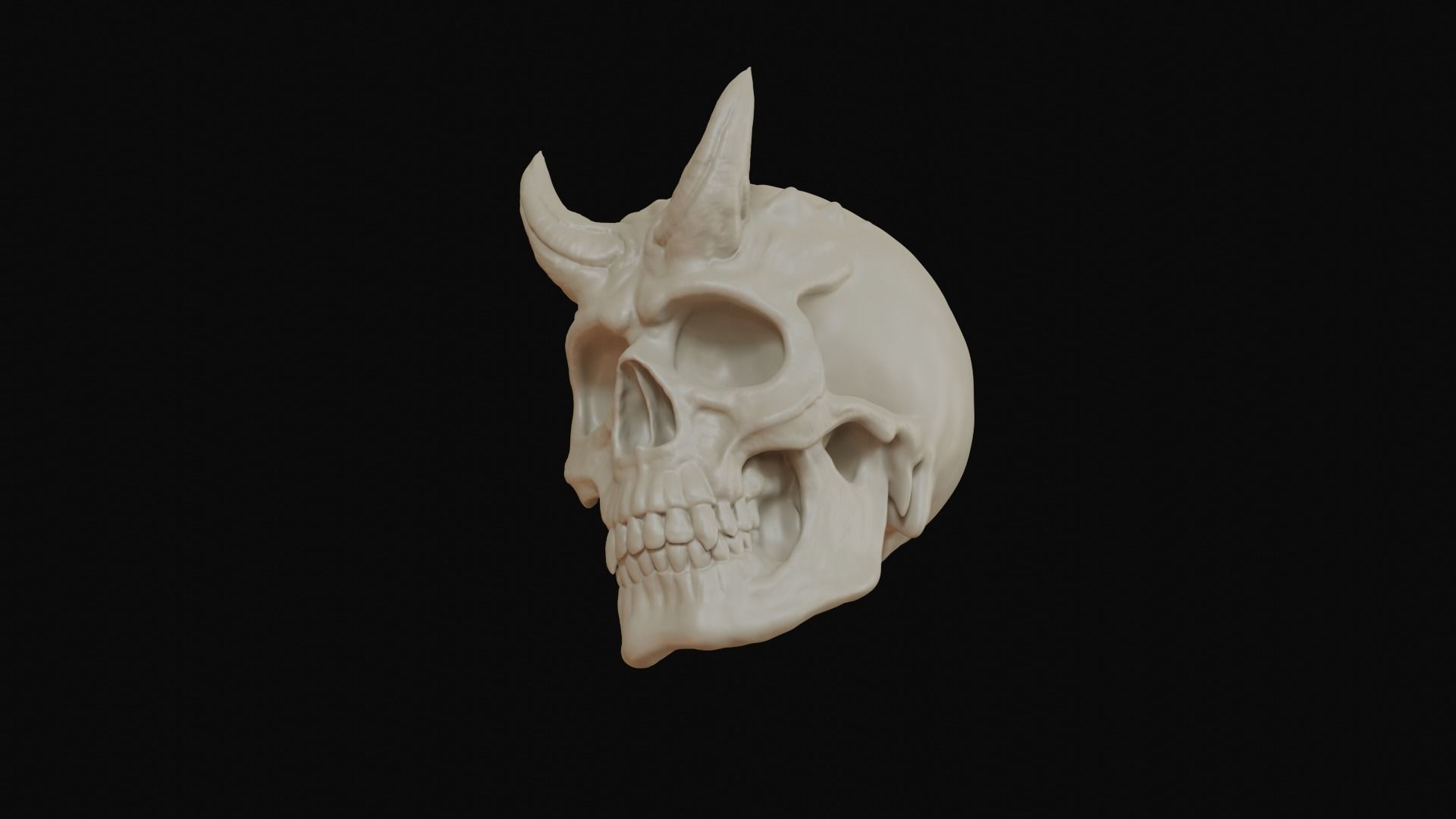Male demon skull with horns 3D model_19