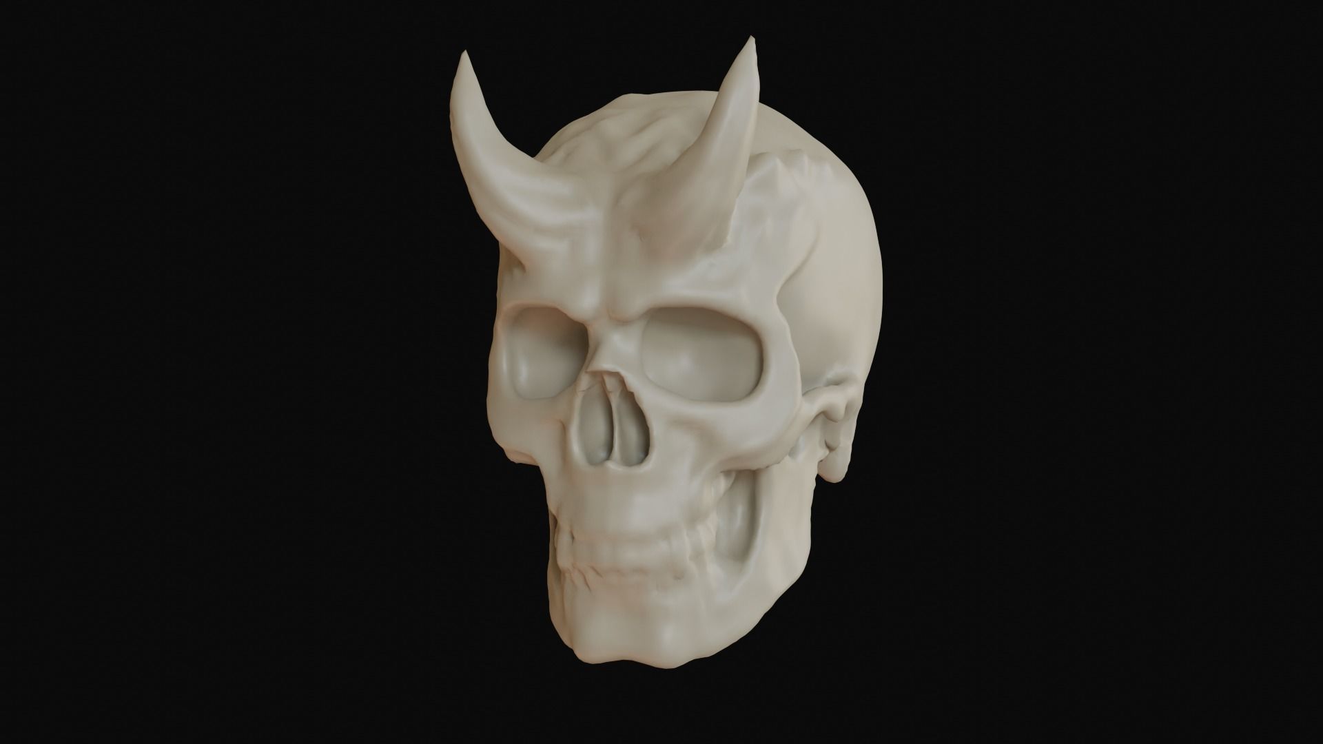 Male demon skull with horns 3D model_28