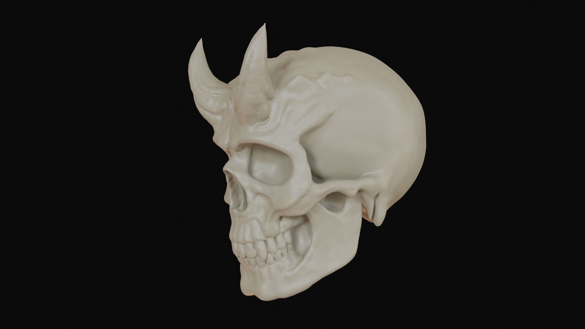 Male demon skull with horns 3D model_10