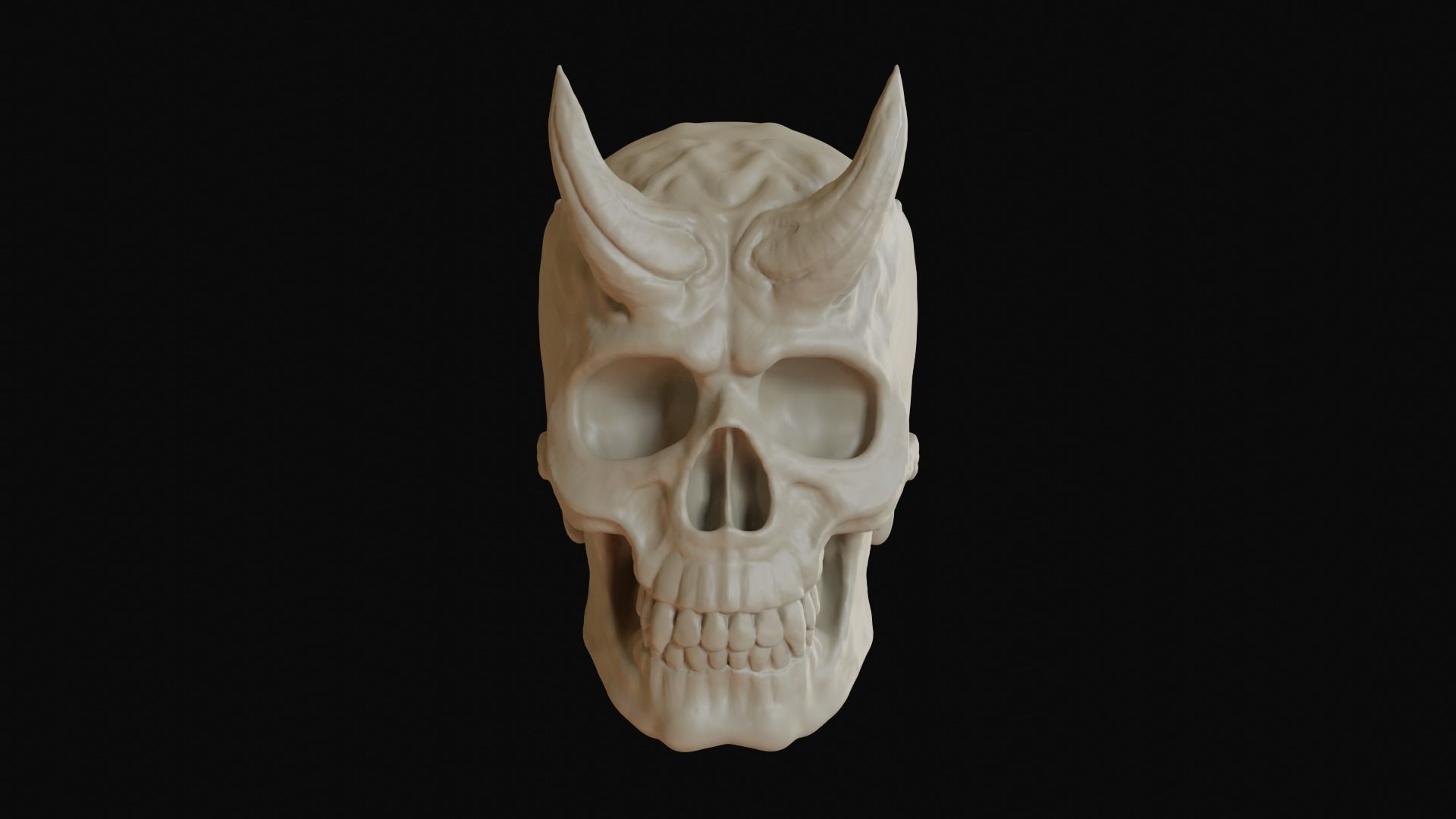 Male demon skull with horns 3D model_7