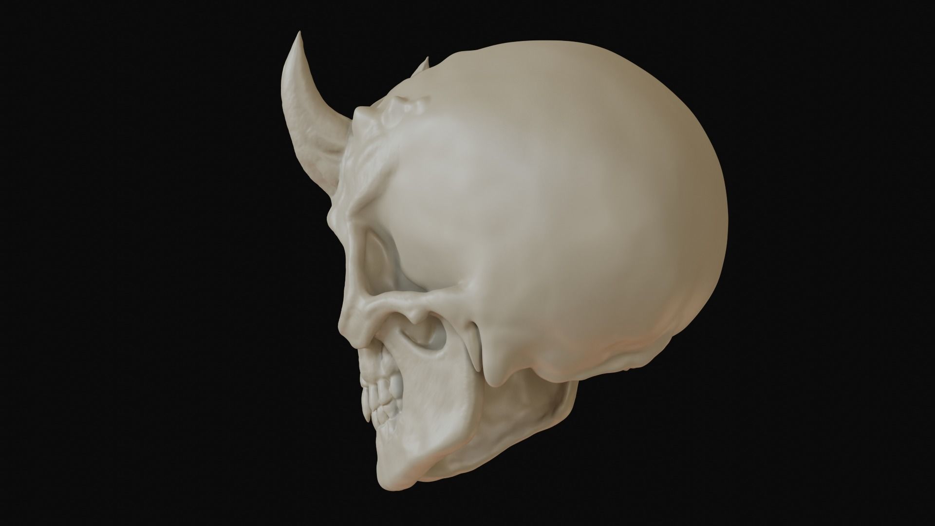 Male demon skull with horns 3D model_14