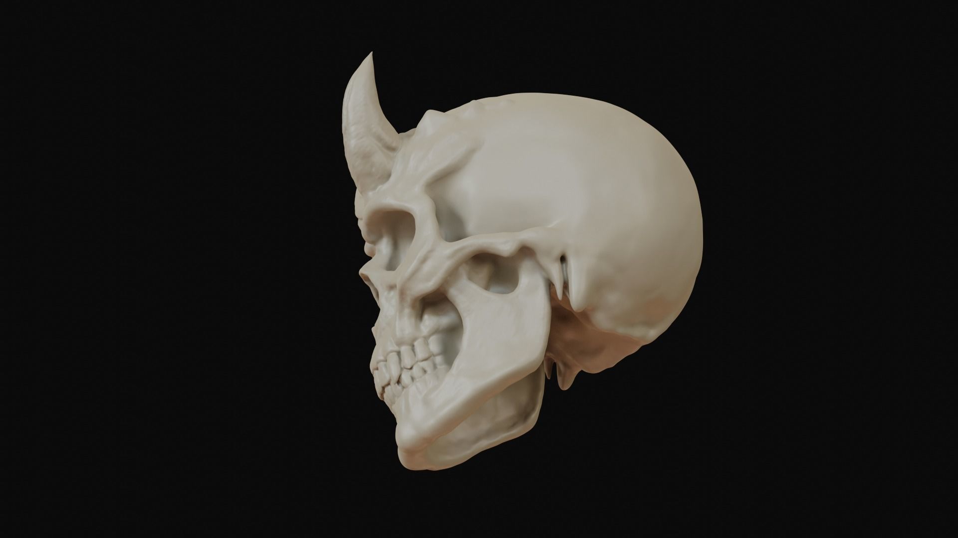 Male demon skull with horns 3D model_18