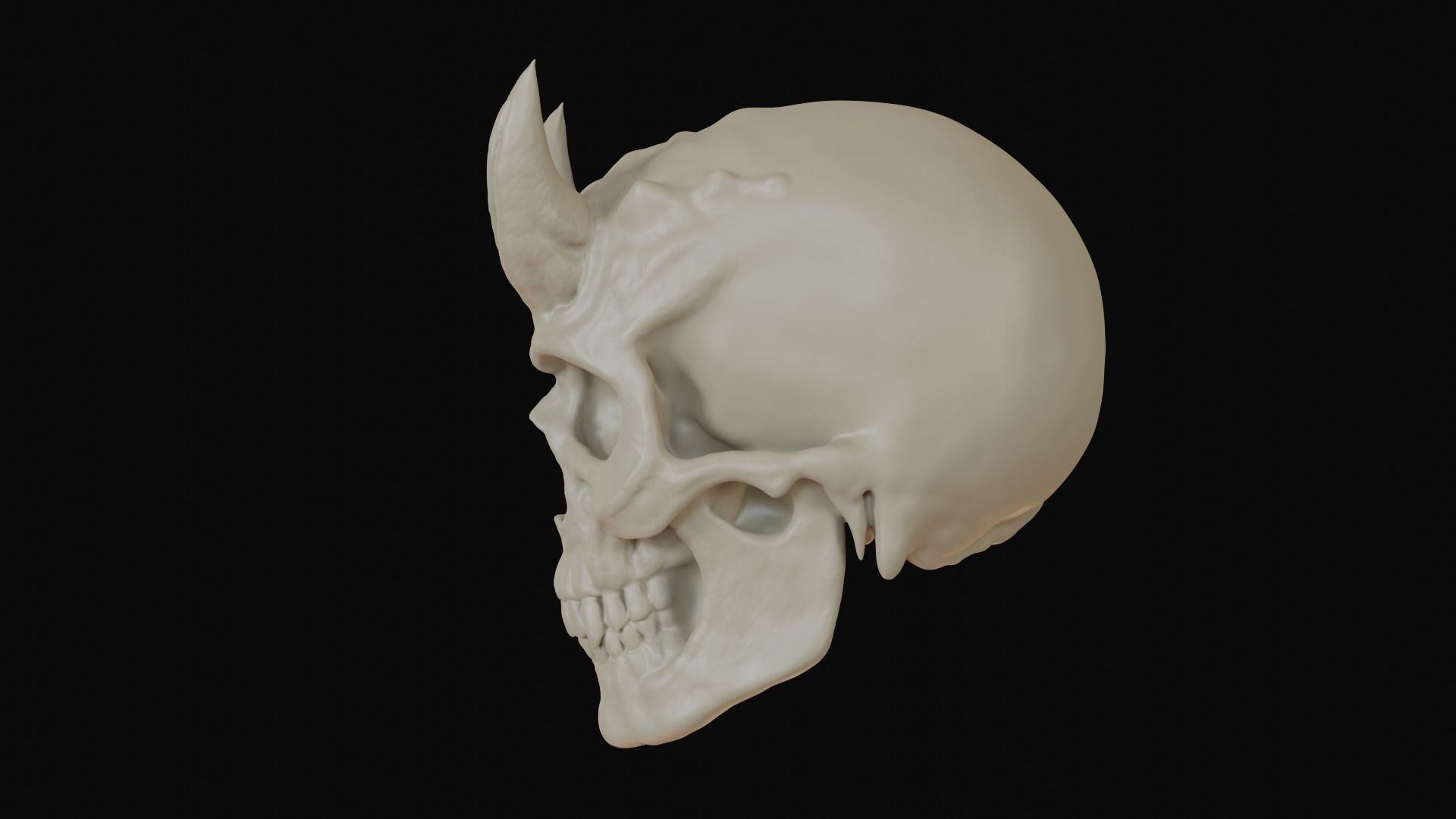 Male demon skull with horns 3D model_12