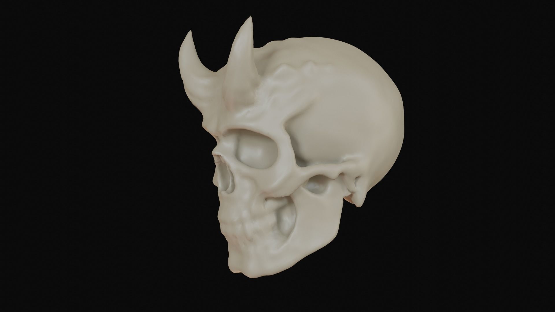 Male demon skull with horns 3D model_27