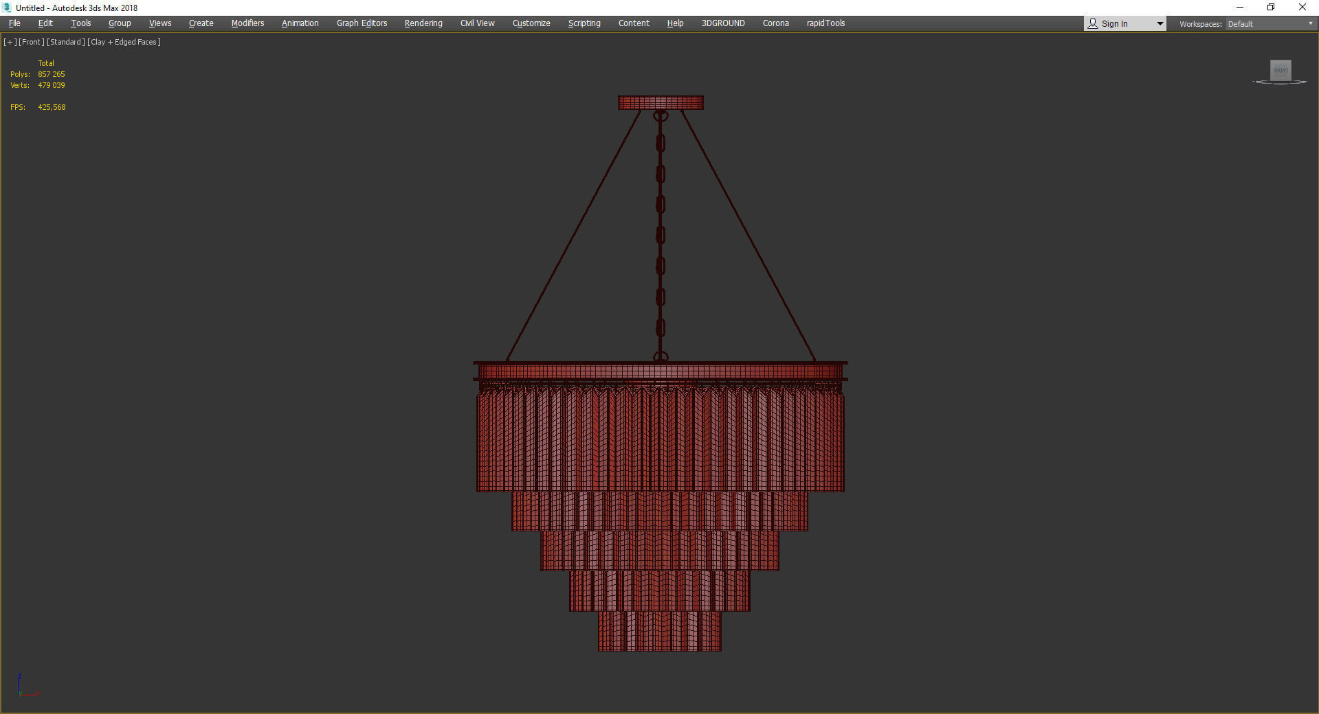 RH Odeon Chandelier Five Gold 80 Low-poly 3D model_2