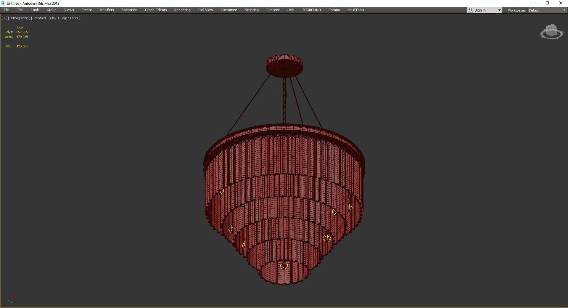 RH Odeon Chandelier Five Gold 80 Low-poly 3D model_3
